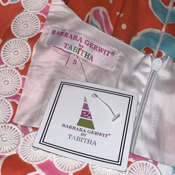 Barbara Gerwit By Tabitha Women’s Sheath Dress Shell Orange Pink Preppy S NWT - Picture 4 of 5